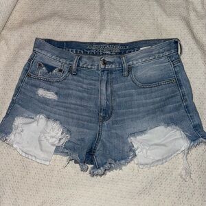 American Eagle Outfitters Blue Distressed Jean Shorts